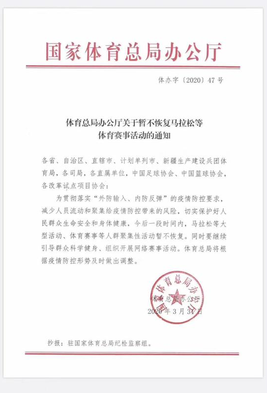 体育总局:中超CBA马拉松等大型聚集性活动暂不恢复 体育总局:中超CBA马拉松等大型聚集性活动暂不恢复