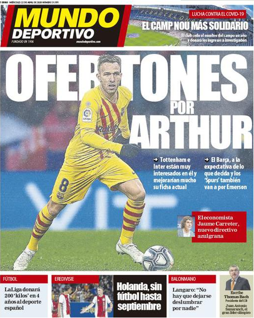 曝热刺和国米都希望挖走阿图尔 巴萨把决定权留给球员本人 曝热刺和国米都希望挖走阿图尔 巴萨把决定权留给球员本人