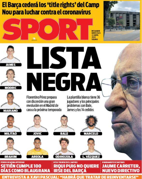 体育报:皇马11人登上清洗黑名单 贝尔魔笛J罗领衔 体育报:皇马11人登上清洗黑名单 贝尔魔笛J罗领衔