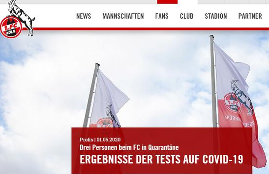 科隆复训三人新冠病毒检测呈阳性 球队表示球员们将继续进行分组训练 科隆复训三人新冠病毒检测呈阳性 球队表示球员们将继续进行分组训练