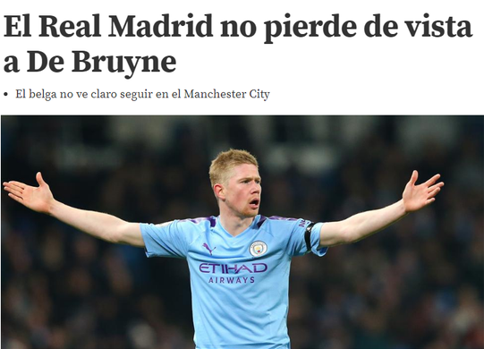 示意皇马?德布劳内:两年没有欧冠踢实在太长了 自己可能离开 示意皇马?德布劳内:两年没有欧冠踢实在太长了 自己可能离开