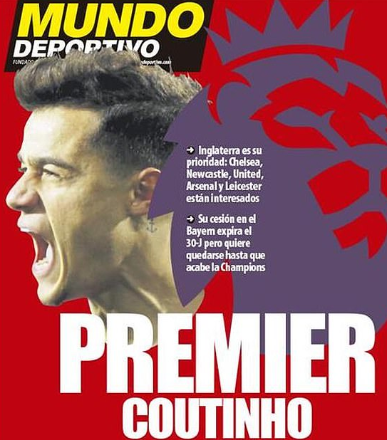 香饽饽?英超5队抢库蒂尼奥 巴萨为其标价9000万镑 香饽饽?英超5队抢库蒂尼奥 巴萨为其标价9000万镑