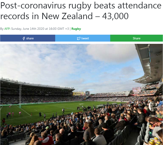 新西兰联赛43000人进场 创全球赛事重启上座纪录 新西兰联赛43000人进场 创全球赛事重启上座纪录