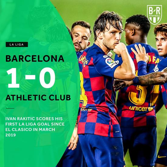 西甲-梅西助攻拉基蒂奇 巴塞罗那1-0小胜毕尔巴鄂重返榜首 西甲-梅西助攻拉基蒂奇 巴塞罗那1-0小胜毕尔巴鄂重返榜首