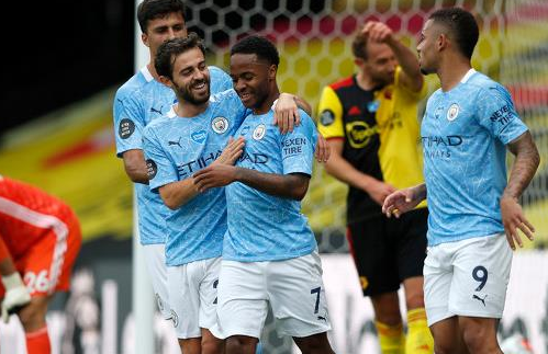 英超-曼城4-0大胜沃特福德 斯特林梅开二度德布劳内送助攻 英超-曼城4-0大胜沃特福德 斯特林梅开二度德布劳内送助攻