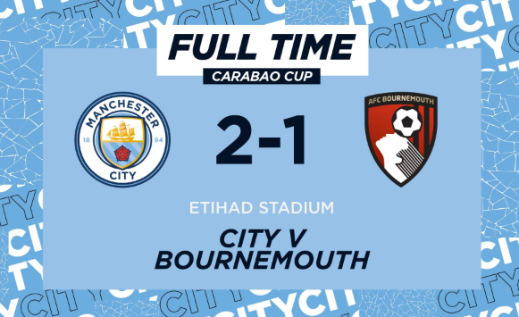 联赛杯-曼城2-1击败伯恩茅斯晋级 福登献传射妖锋破门 联赛杯-曼城2-1击败伯恩茅斯晋级 福登献传射妖锋破门