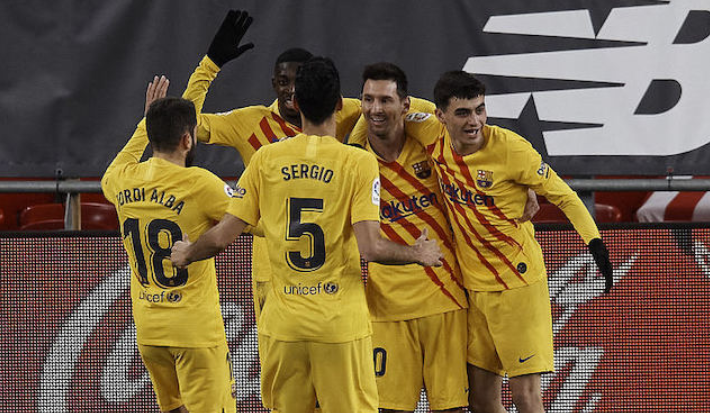 西甲-梅西2球+2中柱佩德里传射 巴萨3-2毕巴升第3 西甲-梅西2球+2中柱佩德里传射 巴萨3-2毕巴升第3