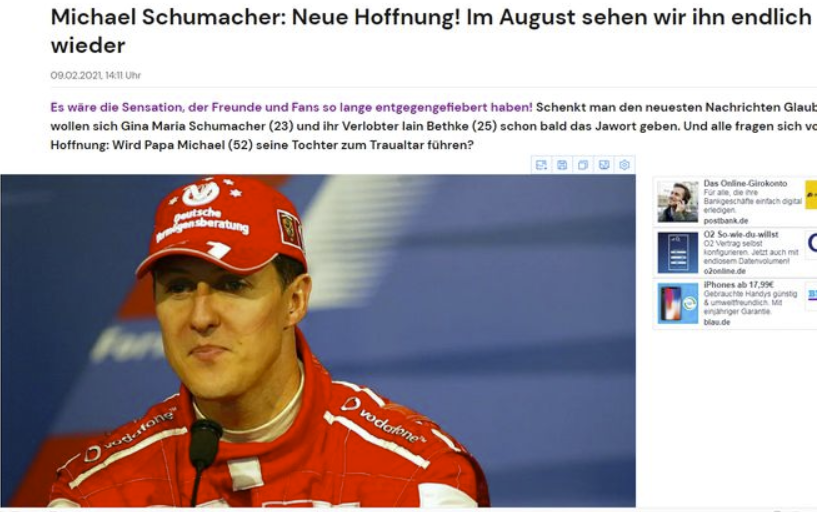 德媒曝舒马赫女儿已订婚 车王有望亲临婚礼现场 德媒曝舒马赫女儿已订婚 车王有望亲临婚礼现场