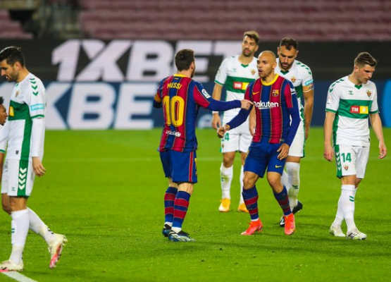 西甲-巴萨3-0轻取埃尔切 梅西梅开二度阿尔巴破门 西甲-巴萨3-0轻取埃尔切 梅西梅开二度阿尔巴破门