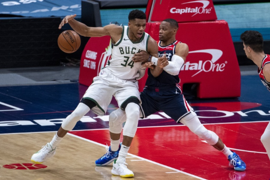 威少字母哥同摘三双 雄鹿8人上双125-119擒奇才取3连胜 威少字母哥同摘三双 雄鹿8人上双125-119擒奇才取3连胜