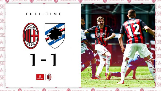 意甲-米兰1-1战平10人桑普 特奥送大礼海于格救主 意甲-米兰1-1战平10人桑普 特奥送大礼海于格救主