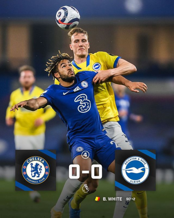 英超-切尔西0-0闷平布莱顿升至第四 本-怀特吃红牌 英超-切尔西0-0闷平布莱顿升至第四 本-怀特吃红牌