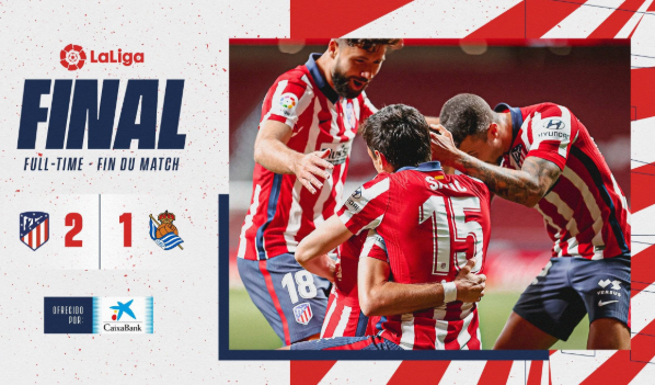 西甲-马竞2-1皇社4分领跑 卡拉斯科破门苏神送助攻 西甲-马竞2-1皇社4分领跑 卡拉斯科破门苏神送助攻