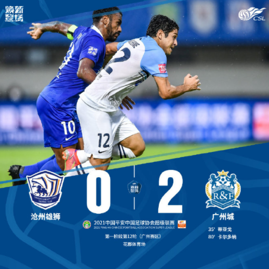 中超-广州城2-0击败沧州夺3连胜 蒂亚戈卡尔多纳破门 中超-广州城2-0击败沧州夺3连胜 蒂亚戈卡尔多纳破门