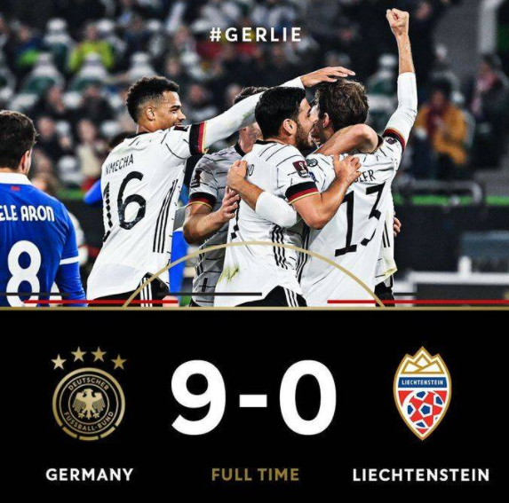 世预赛-德国9-0大胜列支敦士登 穆勒萨内皆双响 罗伊斯1射2传 世预赛-德国9-0大胜列支敦士登 穆勒萨内皆双响 罗伊斯1射2传