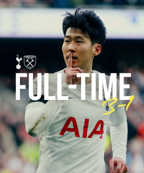 英超-热刺主场3-1西汉姆联 孙兴慜梅开二度凯恩两助攻 英超-热刺主场3-1西汉姆联 孙兴慜梅开二度凯恩两助攻