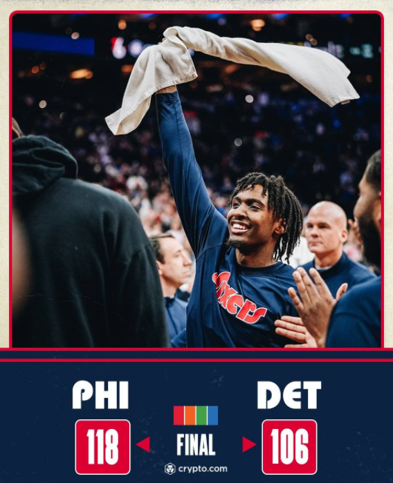 哈登大帝缺阵替补30分 76人118-106轻取活塞首轮对阵猛龙 哈登大帝缺阵替补30分 76人118-106轻取活塞首轮对阵猛龙