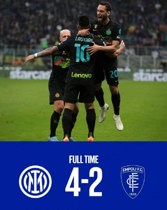 意甲-国米4-2逆转恩波利暂登顶 劳塔罗双响桑切斯破门 意甲-国米4-2逆转恩波利暂登顶 劳塔罗双响桑切斯破门