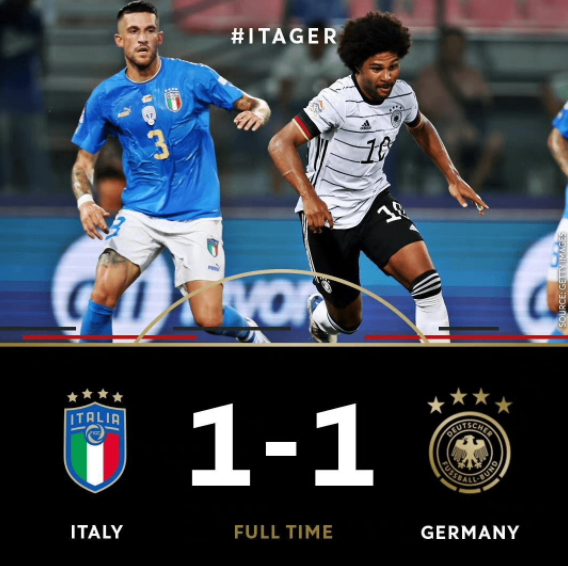 欧国联-德国客场1-1闷平意大利 佩莱格里尼破门基米希扳平 欧国联-德国客场1-1闷平意大利 佩莱格里尼破门基米希扳平