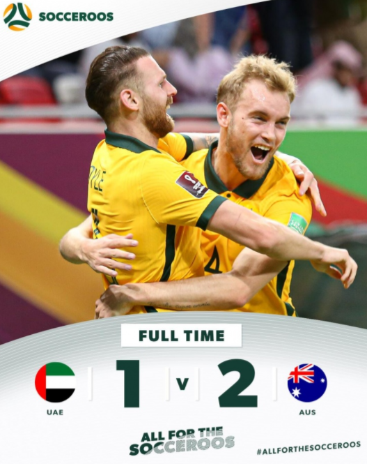 世预赛-澳大利亚2-1战胜阿联酋 将与秘鲁争夺世界杯席位 世预赛-澳大利亚2-1战胜阿联酋 将与秘鲁争夺世界杯席位