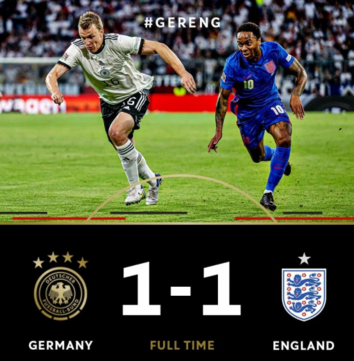 欧国联-德国1-1英格兰 霍夫曼爆射破门凯恩点射绝平 欧国联-德国1-1英格兰 霍夫曼爆射破门凯恩点射绝平