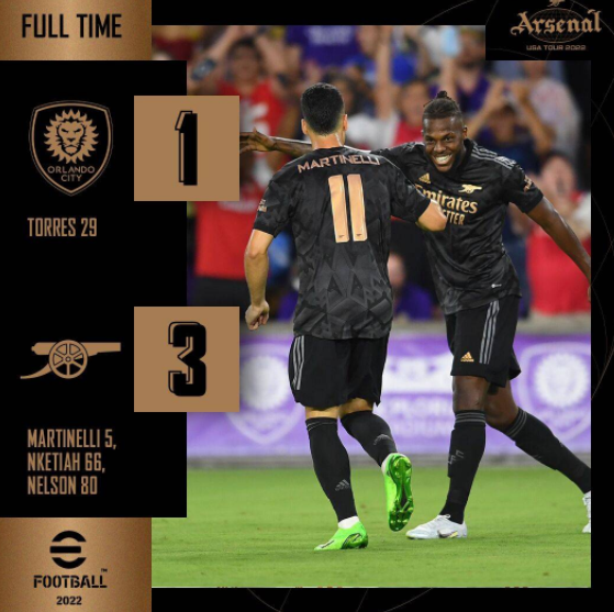 热身赛-马丁内利恩凯蒂亚建功 阿森纳3-1奥兰多城 热身赛-马丁内利恩凯蒂亚建功 阿森纳3-1奥兰多城