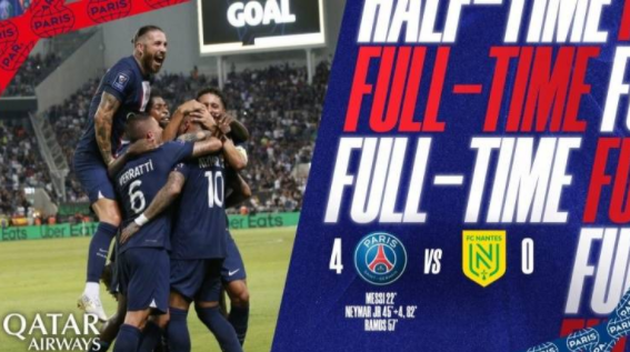 法超杯 巴黎4-0轻取南特捧杯 内马尔传射梅西拉莫斯建功 法超杯 巴黎4-0轻取南特捧杯 内马尔传射梅西拉莫斯建功