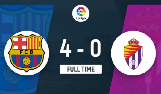 西甲-巴萨4-0大胜巴拉多利德 莱万双响登贝莱两助攻 西甲-巴萨4-0大胜巴拉多利德 莱万双响登贝莱两助攻