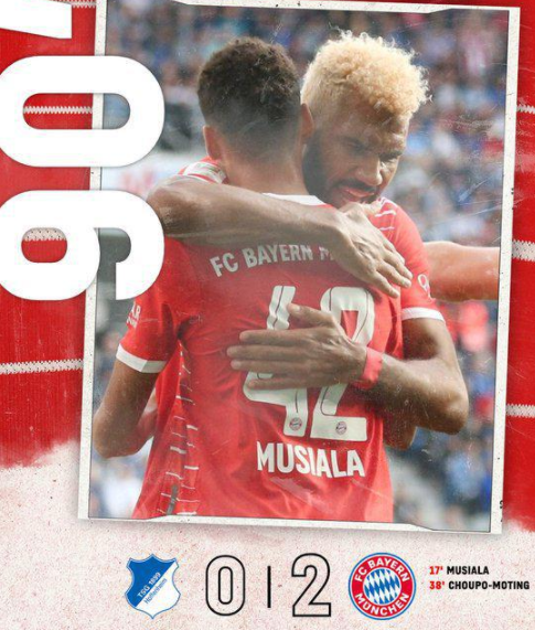 德甲-霍村0-2拜仁 穆夏拉破门舒波-莫廷连场建功 德甲-霍村0-2拜仁 穆夏拉破门舒波-莫廷连场建功