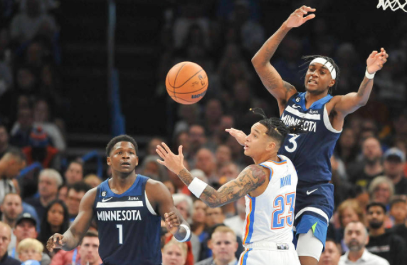 爱德华兹爆发砍30+11戈贝尔两双 森林狼客场116-106击败雷霆 爱德华兹爆发砍30+11戈贝尔两双 森林狼客场116-106击败雷霆