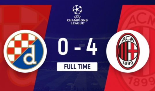 欧冠-AC米兰4-0萨格勒布升第二 莱奥一条龙+造乌龙加比亚处子球 欧冠-AC米兰4-0萨格勒布升第二 莱奥一条龙+造乌龙加比亚处子球