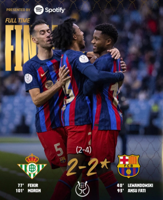 西超杯-特狮两扑点 巴萨点球大战6-4击败贝蒂斯进决赛将战皇马 西超杯-特狮两扑点 巴萨点球大战6-4击败贝蒂斯进决赛将战皇马