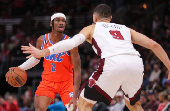 吉迪25+10拉文失准25分 亚历山大21分雷霆124-110轻取公牛 吉迪25+10拉文失准25分 亚历山大21分雷霆124-110轻取公牛