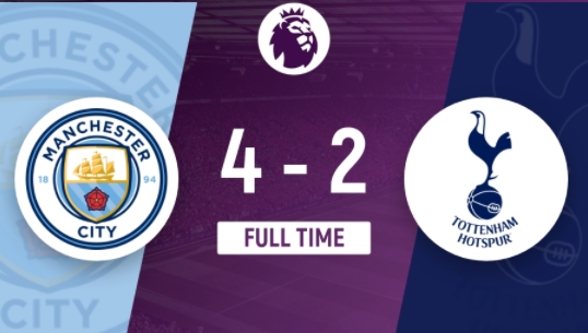 英超-让二追四!曼城4-2逆转热刺 哈兰德破门马赫雷斯两射一传 英超-让二追四!曼城4-2逆转热刺 哈兰德破门马赫雷斯两射一传