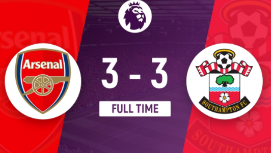 英超-阿森纳3-3南安普顿三连平 厄德高萨卡连进两球绝平 英超-阿森纳3-3南安普顿三连平 厄德高萨卡连进两球绝平