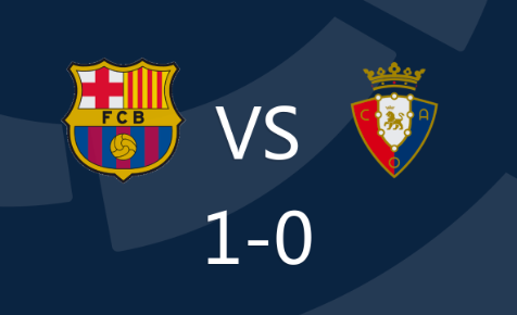 西甲:巴萨1-0奥萨苏纳,阿尔巴一击制胜,加比伤退 西甲:巴萨1-0奥萨苏纳,阿尔巴一击制胜,加比伤退