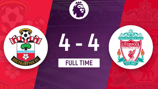 英超-利物浦客场4-4战平南安普顿 费米告别战破门,若塔双响 英超-利物浦客场4-4战平南安普顿 费米告别战破门,若塔双响