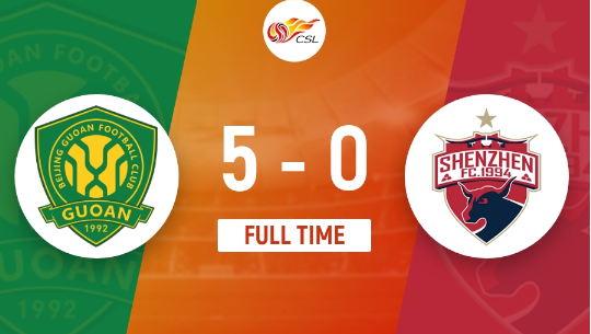 中超-王子铭戴帽朴成冯博轩建功李宁染红 北京国安5-0大胜十人深圳 中超-王子铭戴帽朴成冯博轩建功李宁染红 北京国安5-0大胜十人深圳