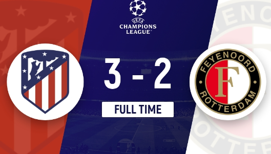 欧冠-马竞3-2逆转费耶诺德,莫拉塔双响,格列兹曼倒钩破门 欧冠-马竞3-2逆转费耶诺德,莫拉塔双响,格列兹曼倒钩破门