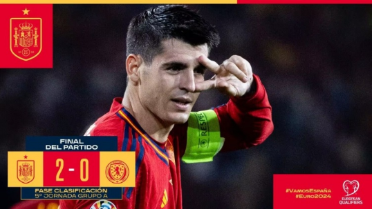 欧预赛-西班牙2-0战胜苏格兰 莫拉塔破门,罗伯逊伤退 欧预赛-西班牙2-0战胜苏格兰 莫拉塔破门,罗伯逊伤退