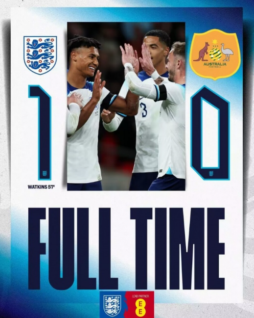 友谊赛-英格兰1-0战胜澳大利亚 格拉利什助攻沃特金斯制胜 友谊赛-英格兰1-0战胜澳大利亚 格拉利什助攻沃特金斯制胜