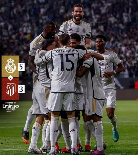 西超杯-皇马加时5-3击败马竞,吕迪格破门,萨维奇加时自摆乌龙 西超杯-皇马加时5-3击败马竞,吕迪格破门,萨维奇加时自摆乌龙