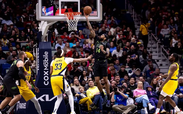 莺歌34+8+7 墨菲28+7 哈利伯顿7中0得0分 鹈鹕129-102复仇步行者 莺歌34+8+7 墨菲28+7 哈利伯顿7中0得0分 鹈鹕129-102复仇步行者