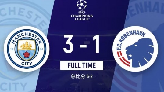 欧冠-曼城3-1战胜哥本哈根总比分6-2晋级 努内斯手指90°弯折伤退 欧冠-曼城3-1战胜哥本哈根总比分6-2晋级 努内斯手指90°弯折伤退