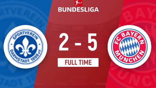 德甲-拜仁5-2战胜达姆施塔特 穆西亚拉2射1传凯恩传射 德甲-拜仁5-2战胜达姆施塔特 穆西亚拉2射1传凯恩传射