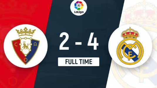 西甲-皇马4-2奥萨苏纳先赛10分领跑 熊皇梅开二度 西甲-皇马4-2奥萨苏纳先赛10分领跑 熊皇梅开二度
