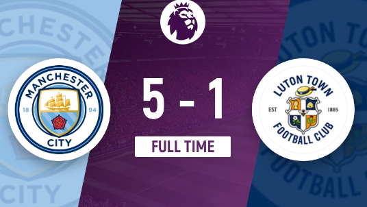 英超-曼城5-1大胜卢顿先赛2分登顶 哈兰德点射+造乌龙 英超-曼城5-1大胜卢顿先赛2分登顶 哈兰德点射+造乌龙