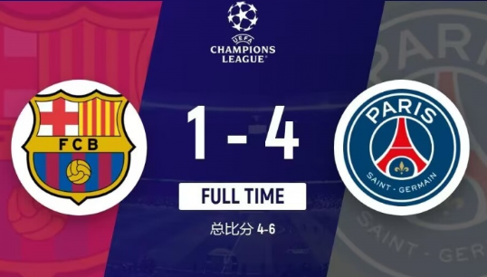 欧冠-巴黎总比分6-4逆转10人巴萨挺进4强 姆巴佩双响 欧冠-巴黎总比分6-4逆转10人巴萨挺进4强 姆巴佩双响