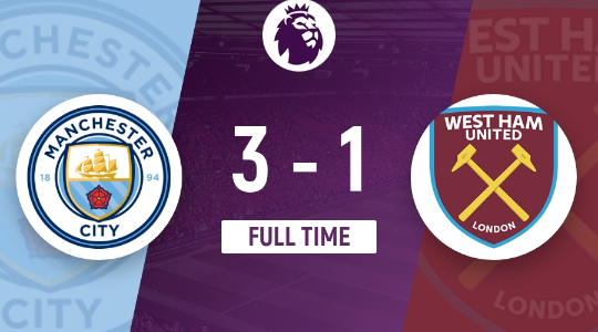 英超收官-曼城3-1轻取西汉姆实现英超四连冠 福登双响