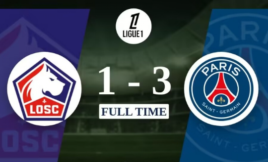 法甲-巴黎3-1里尔三连胜领跑 维蒂尼亚点射巴尔科拉破门